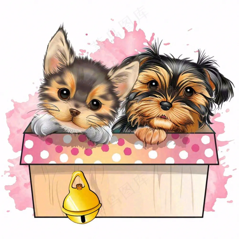 小狗小猫宠物动物卡通插画免抠