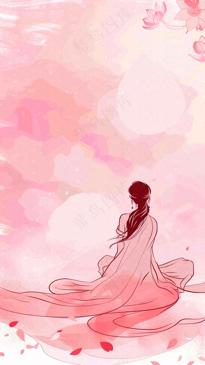 粉色花瓣女神节妇女节女生节插画浪漫背景