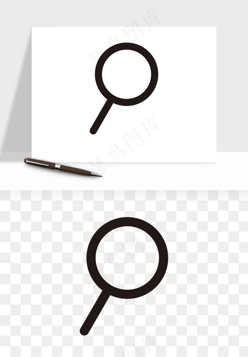 手绘放大镜镜片png免抠