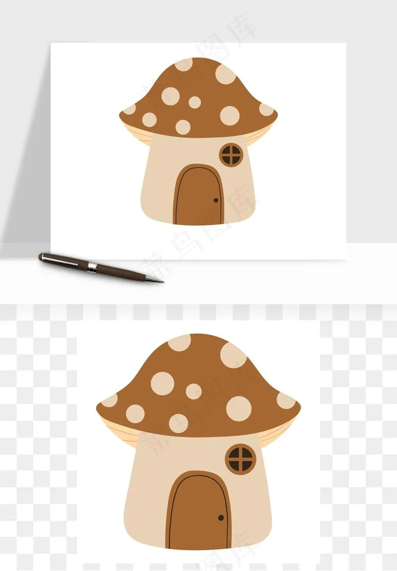 卡通蘑菇房子矢量png免抠图
