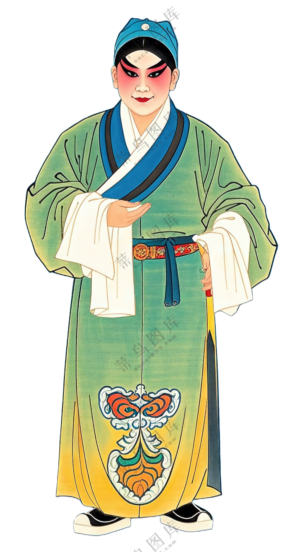 免抠工笔画写意中国风小生京剧人物