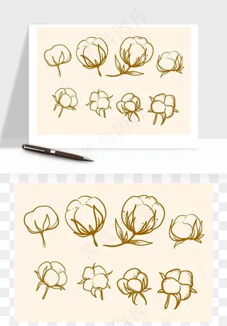 手绘棉花矢量png免抠