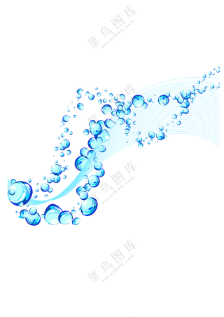 蓝色的泡泡与波形曲线创意免抠图片