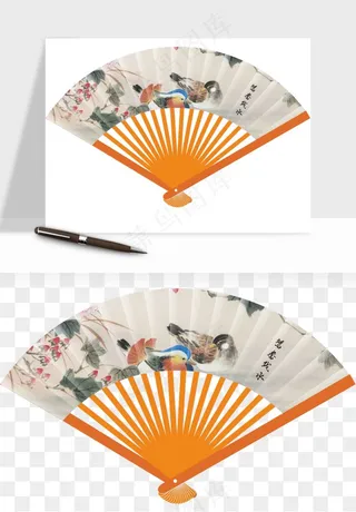 古风扇子元素png免抠