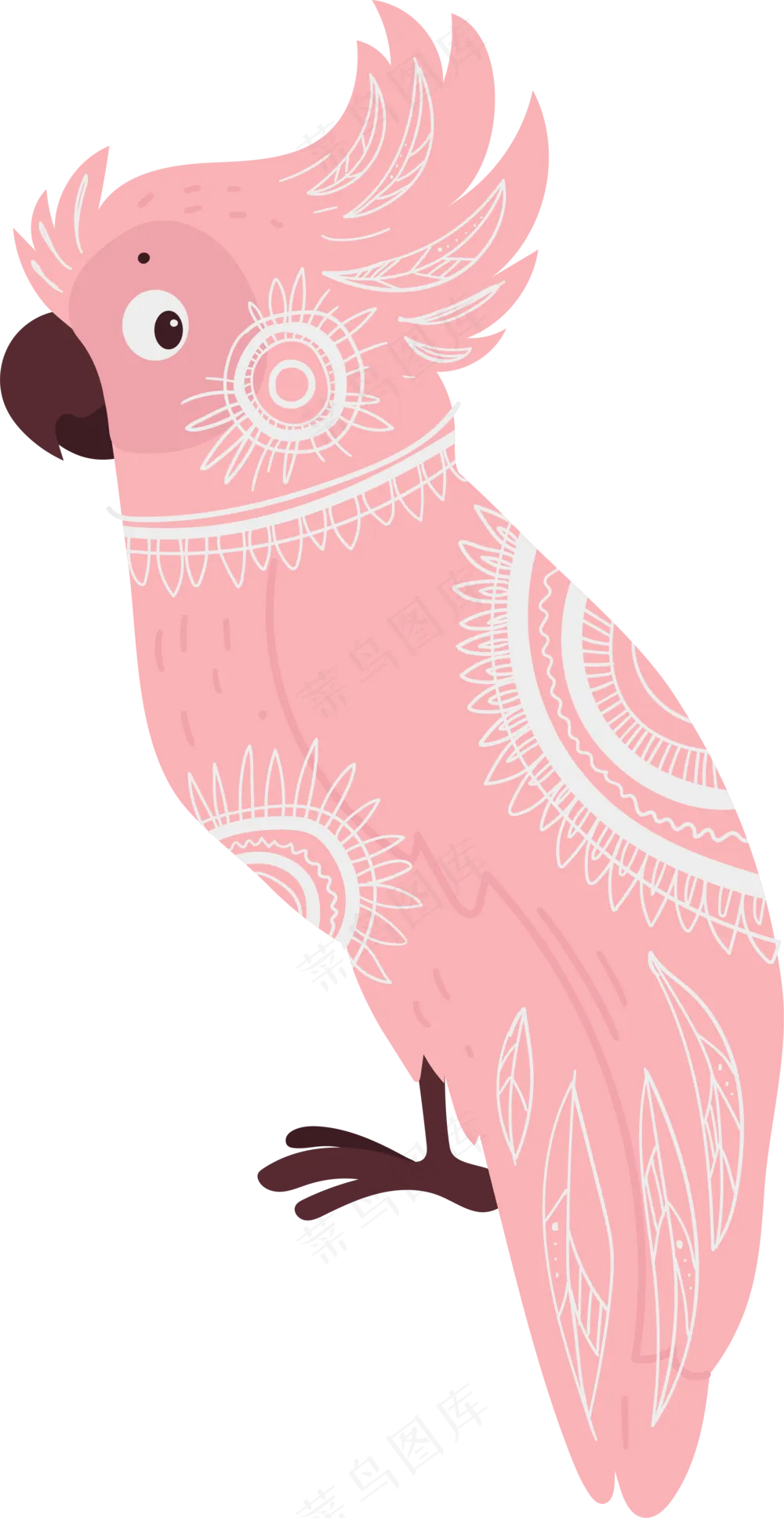  可爱粉色玄凤鹦鹉 波西米亚风格花纹小动物