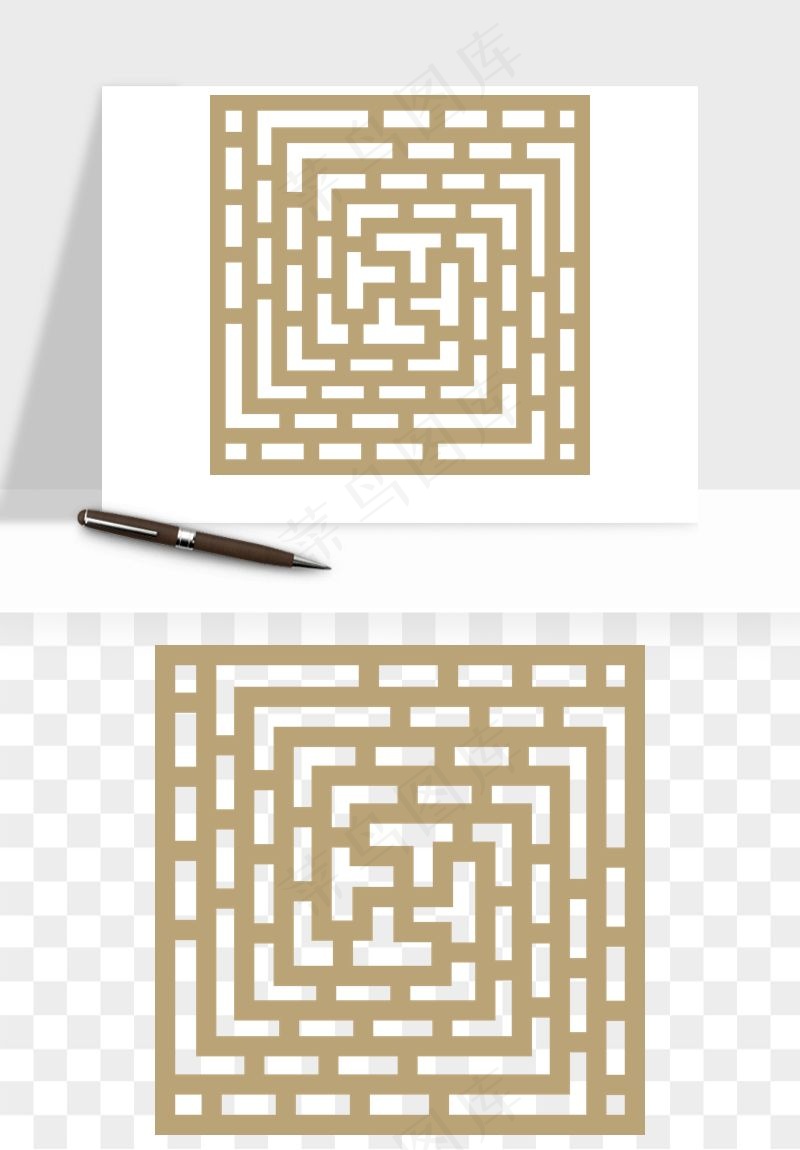 中式镂空古典图案png免抠