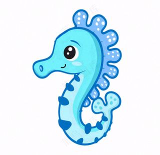 海马海洋动物卡通插画免抠