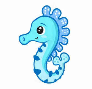 海马海洋动物卡通插画免抠