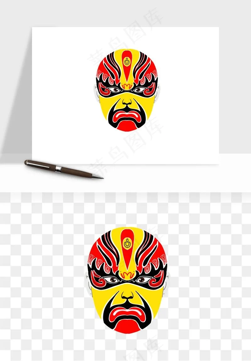 手绘戏剧脸谱卡通面具png免抠