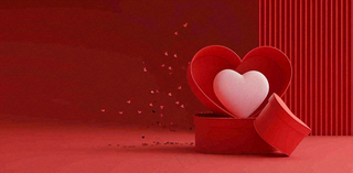 红色立体爱心礼盒妇女节情人节七夕插画背景