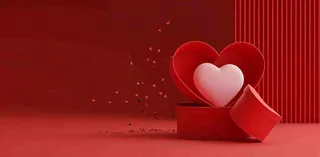 红色立体爱心礼盒妇女节情人节七夕插画背景