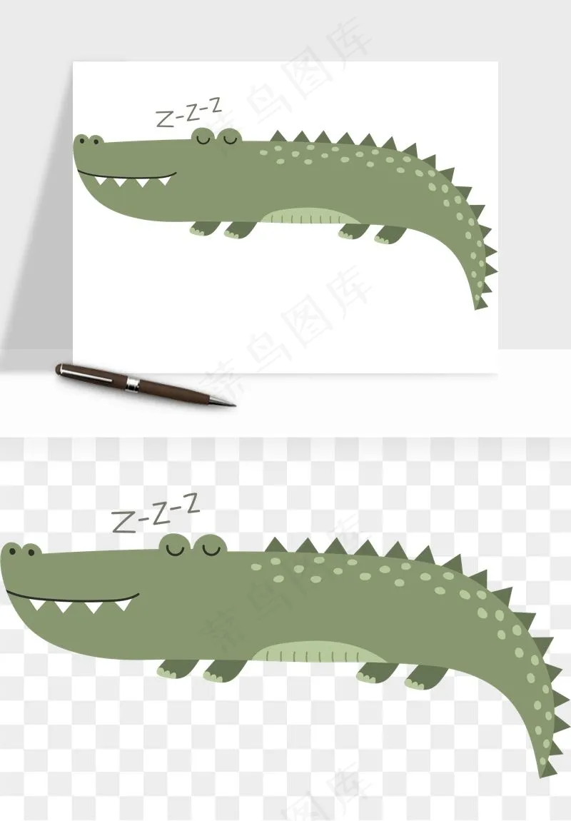 手绘鳄鱼png免抠