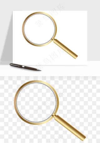 手绘放大镜镜片png免抠