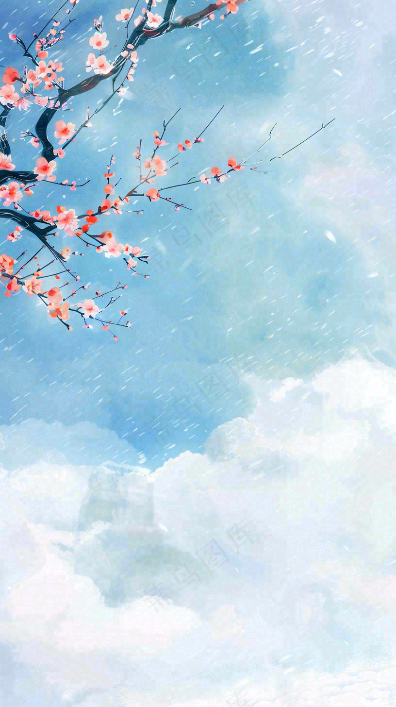 冬天白雪覆盖寒冷唯美雪景大寒插画背景