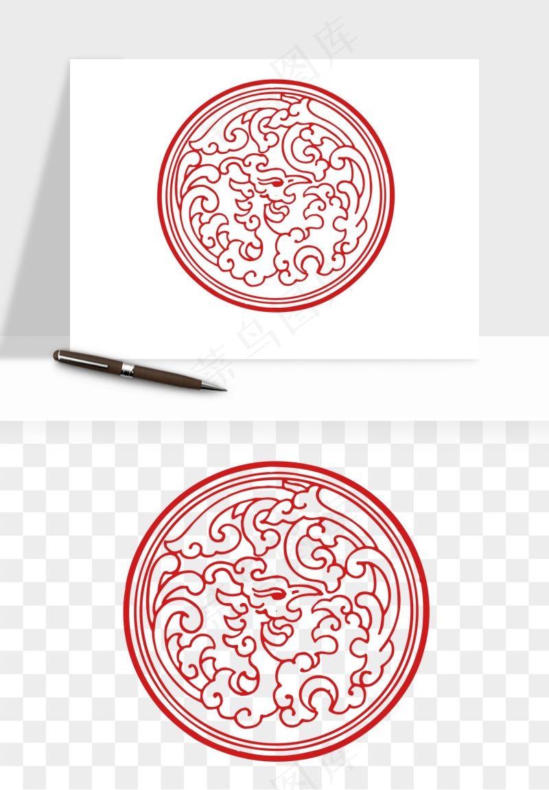 传统窗花剪纸图案png免抠