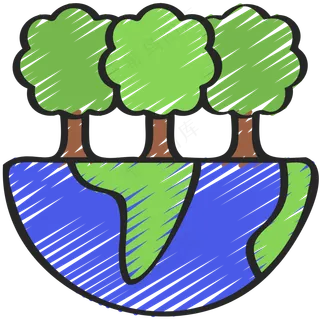 地球上长着森林 铅笔手绘图标icon