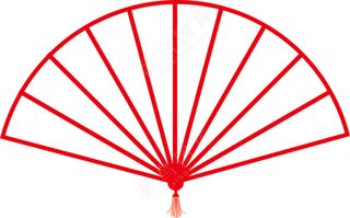红色扇子元素