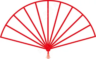 红色扇子元素