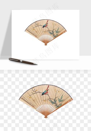 古风扇子元素png免抠