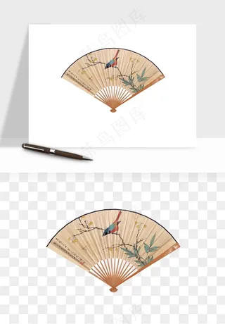 古风扇子元素png免抠