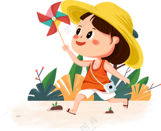 春游元素，绿色清新