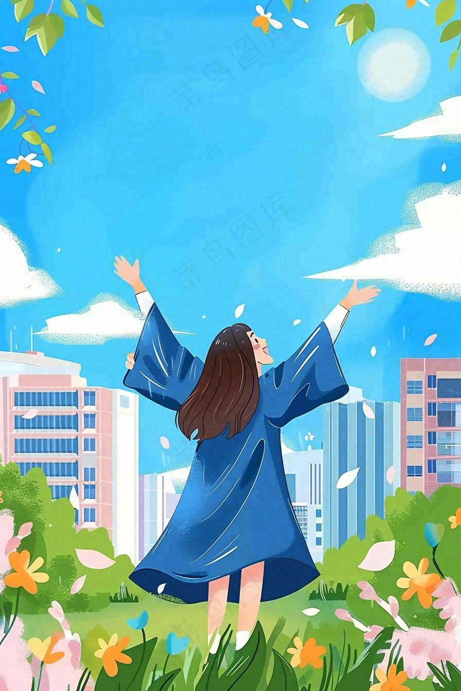 学生毕业季考试青春插画背景
