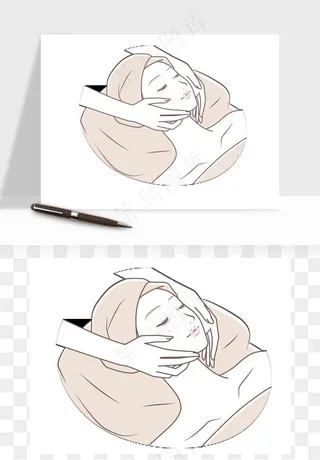 手绘面部人物护肤矢量