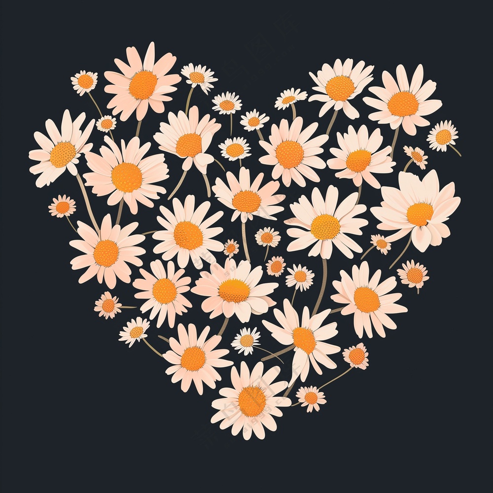 卡通小雏菊爱心插画