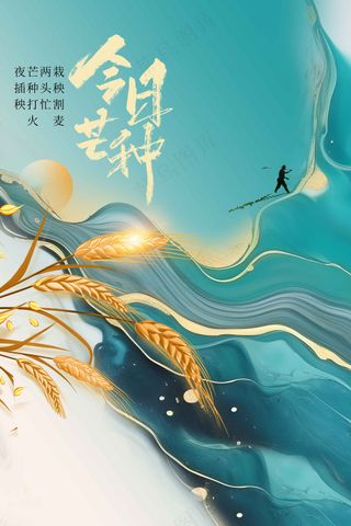 复古芒种节气传统海报