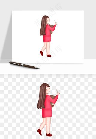 手绘教师讲课png免抠