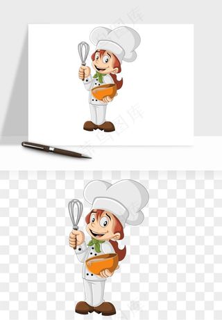 手绘厨师大厨png免抠