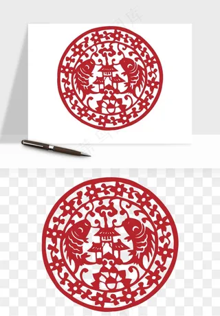 传统窗花剪纸图案png免抠