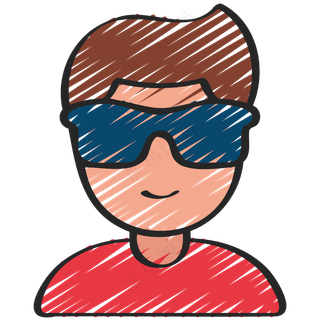 带墨镜的男孩 铅笔手绘图标icon