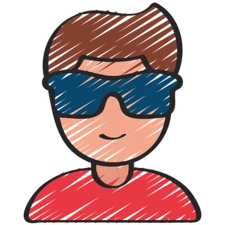 带墨镜的男孩 铅笔手绘图标icon