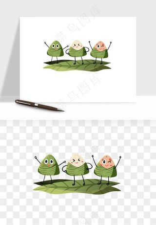 卡通表情粽子端午png免抠