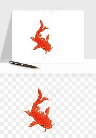 锦鲤鱼手绘水墨png免抠