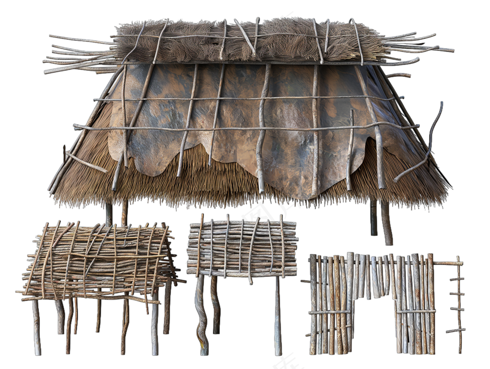 png免抠古代木构临时建筑