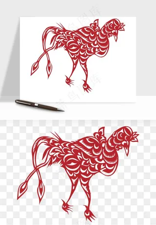 传统花鸟动物剪纸png免抠