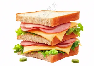 芝士培根三明治美食西餐摄影图免抠