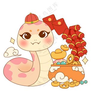 蛇年IP形象插画2025新春贺岁吉祥物蛇宝宝PSD分层图-39