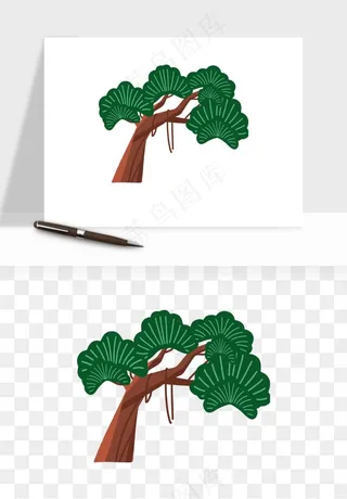 国潮松树松枝松叶png免抠