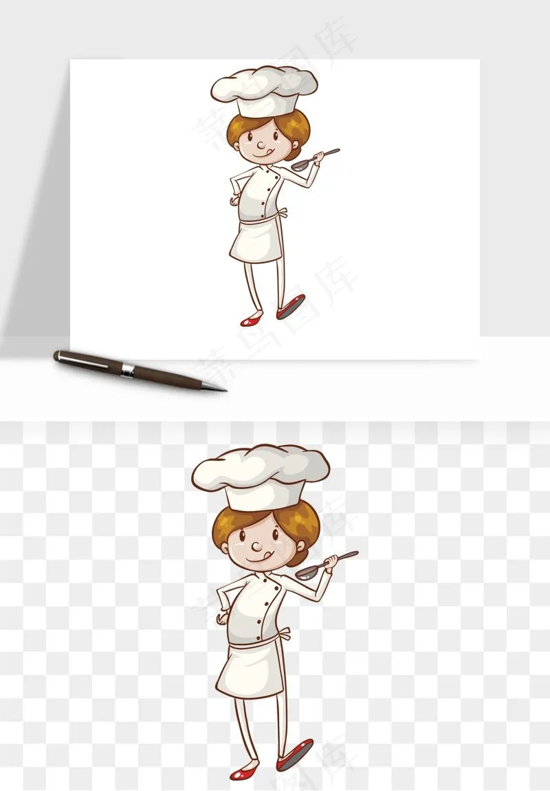 手绘厨师大厨png免抠