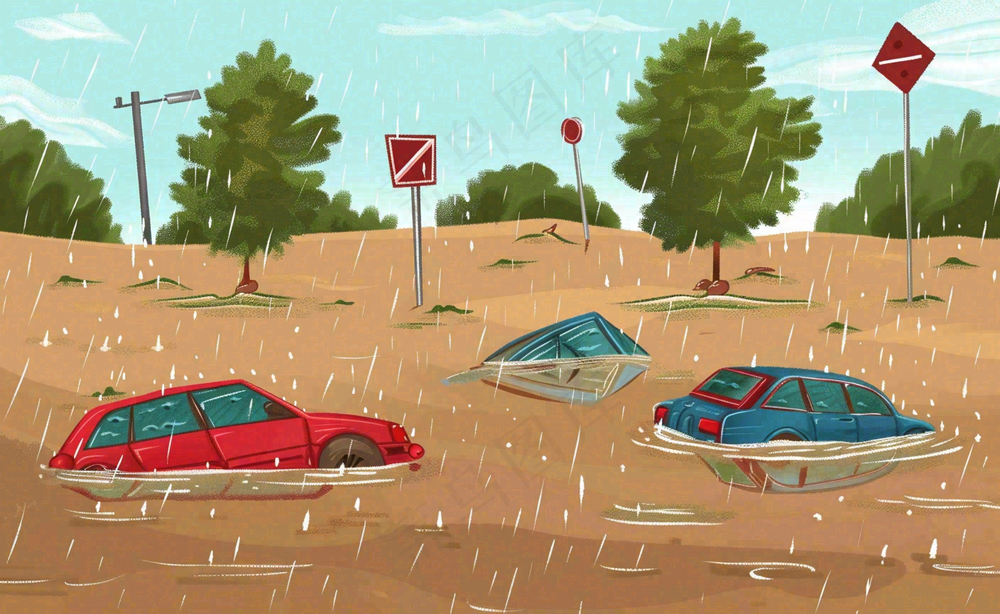 洪水自然灾害防洪预警摄影图