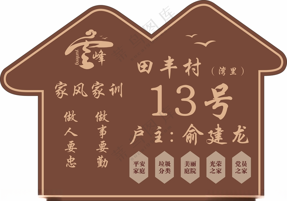 美丽庭院标识牌卫生家庭