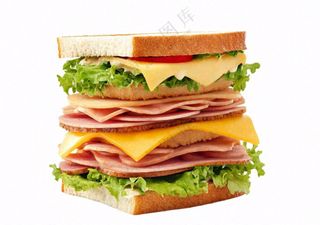 芝士培根三明治美食西餐摄影图免抠