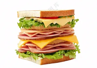 芝士培根三明治美食西餐摄影图免抠