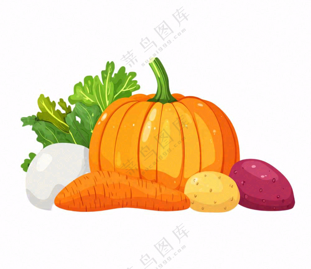 蔬菜南瓜青菜插画免抠