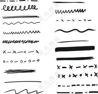 手绘效果的黑白分割线免抠图片素材