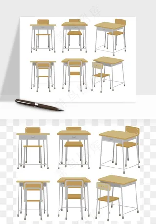 手绘课桌木桌矢量