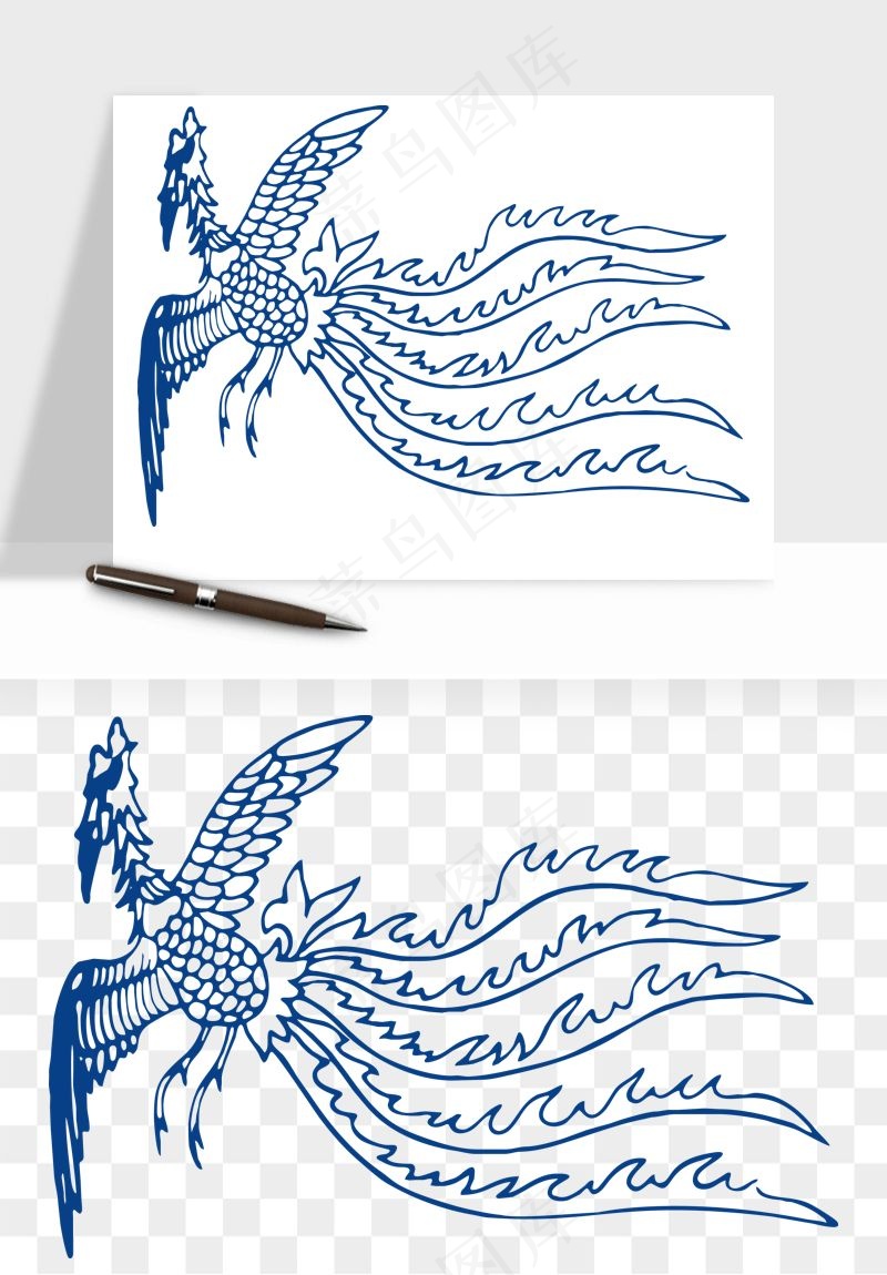 青花瓷花纹花卉图案png免抠